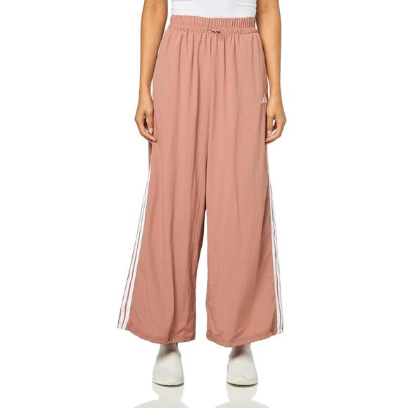 Adidas Women Essentials 3-Stripes Woven Parachute Pants Size L Warm Clay Pink - Picture 1 of 5